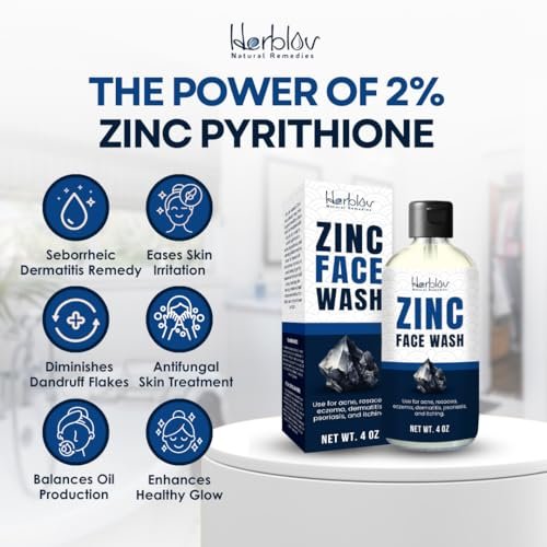 Pyrithione Zinc Face Wash | 2% ZnP Zinc Soap Body Cleanser for Acne, Rosacea, Eczema, Dermatitis, Psoriasis & Itching | Calming Facial Wash Made in USA - görsel 4