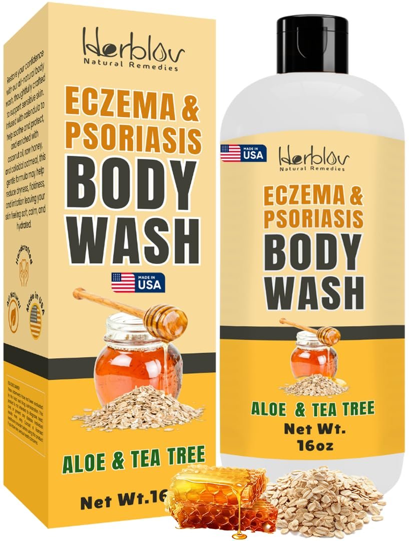 All Natural Eczema Body Wash – Oatmeal Goat Milk Soap for Dry, Itchy, Sensitive Skin Relief – Gentle Detoxifying Anti-Itch Wash for Kids & Adults – 16 oz - görsel 1