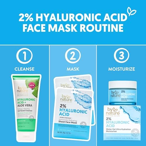 By Nature 2% Hyaluronic Acid Sheet Face Mask – Hydration Boost with Prickly Pear & Squalane – Made in New Zealand – Pack of 12 - görsel 14