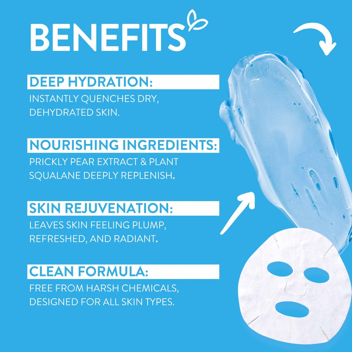 By Nature 2% Hyaluronic Acid Sheet Face Mask – Hydration Boost with Prickly Pear & Squalane – Made in New Zealand – Pack of 12 - görsel 7