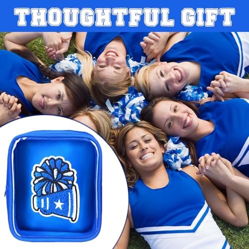 Sunnymove Valentine's Day 12 Pcs 6"x5" Cheer Makeup Bags - Blue Cheerleading Cosmetic Bags for Team Gifts, Bulk Travel Toiletry Bags for Women, Cheerleaders, Coaches - görsel 12