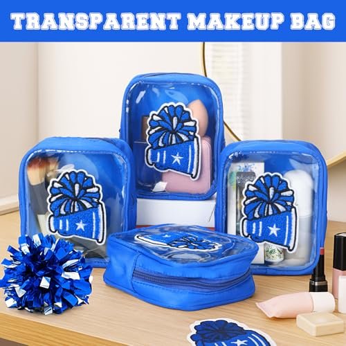 Sunnymove Valentine's Day 12 Pcs 6"x5" Cheer Makeup Bags - Blue Cheerleading Cosmetic Bags for Team Gifts, Bulk Travel Toiletry Bags for Women, Cheerleaders, Coaches - görsel 6