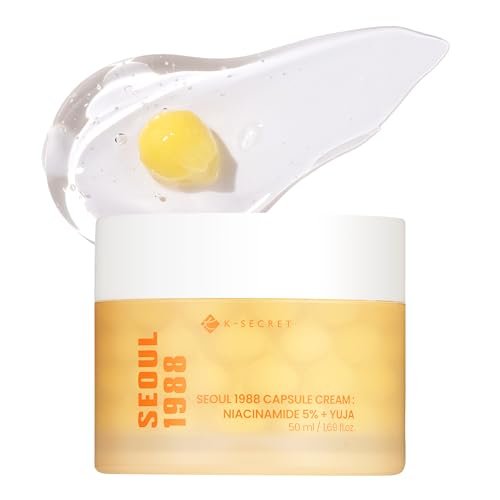 K-SECRET SEOUL 1988 Niacinamide Capsule Cream – Hydrating Face Moisturizer with 5% Niacinamide and Yuja Vitamin C for Dark Spots and Uneven Skin Tone | Korean Skincare, 50ml Avelisse