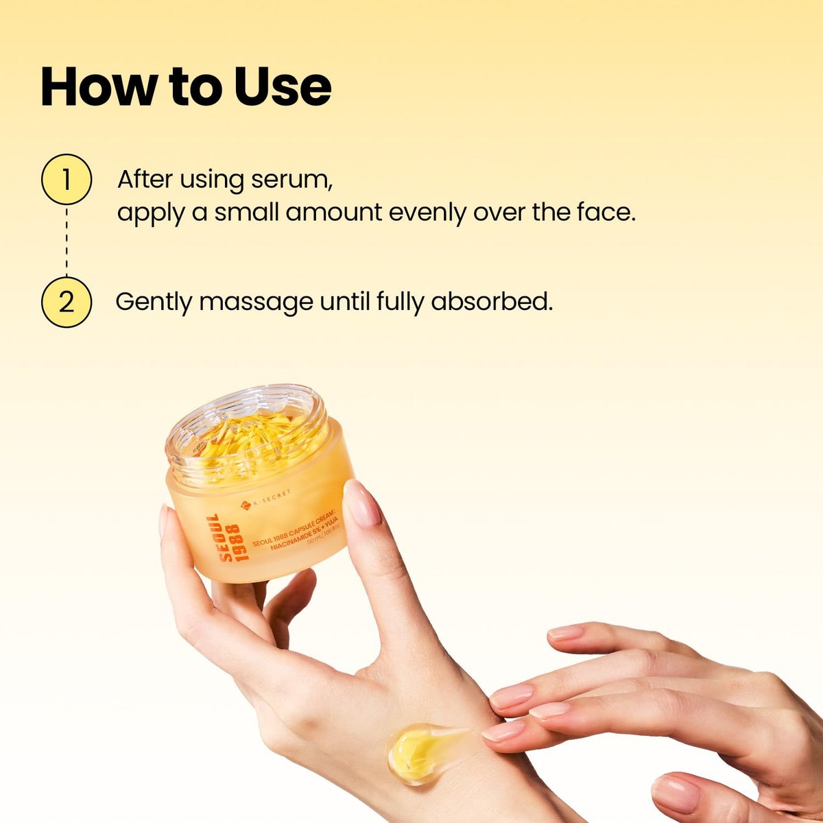 K-SECRET SEOUL 1988 Niacinamide Capsule Cream – Hydrating Face Moisturizer with 5% Niacinamide and Yuja Vitamin C for Dark Spots and Uneven Skin Tone | Korean Skincare, 50ml Avelisse