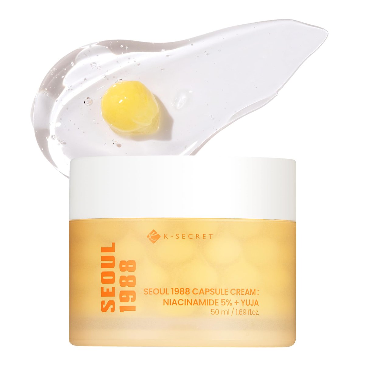 K-SECRET SEOUL 1988 Niacinamide Capsule Cream – Hydrating Face Moisturizer with 5% Niacinamide and Yuja Vitamin C for Dark Spots and Uneven Skin Tone | Korean Skincare, 50ml Avelisse