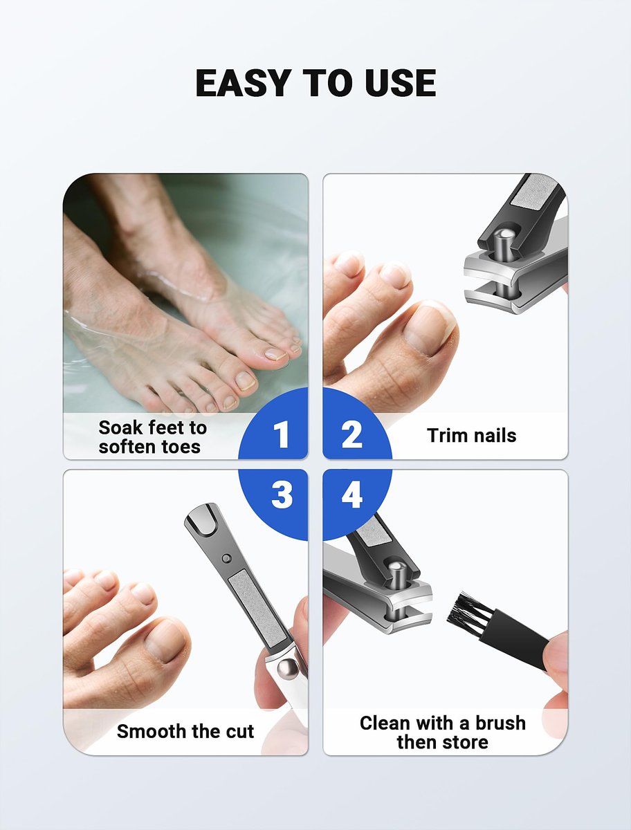 MERDTTES Toenail Clippers for Seniors Thick Toenails – Heavy Duty Ingrown Toenail Clipper Set with Long Handle & Wide Jaw (7 Pieces, Stainless Steel) Avelisse