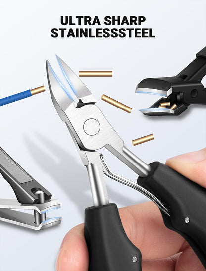 MERDTTES Toenail Clippers for Seniors Thick Toenails – Heavy Duty Ingrown Toenail Clipper Set with Long Handle & Wide Jaw (7 Pieces, Stainless Steel) Avelisse