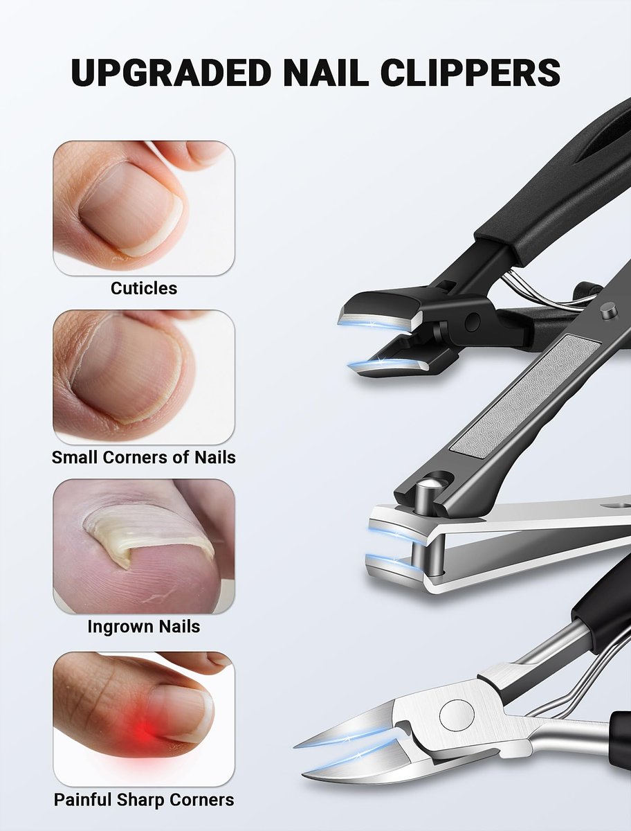 MERDTTES Toenail Clippers for Seniors Thick Toenails – Heavy Duty Ingrown Toenail Clipper Set with Long Handle & Wide Jaw (7 Pieces, Stainless Steel) Avelisse