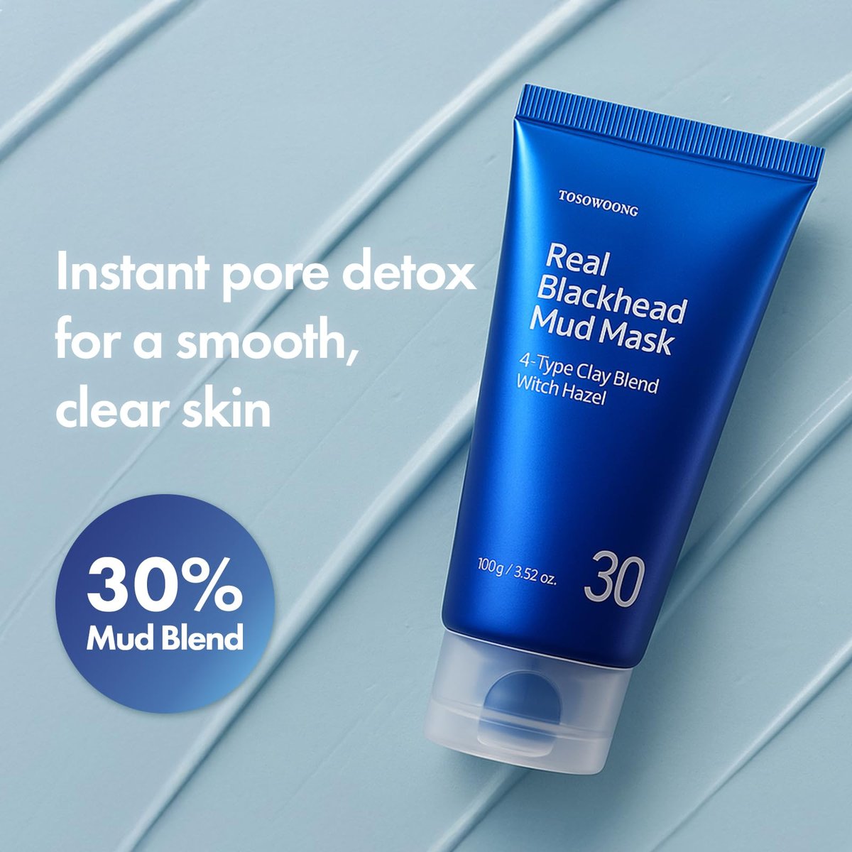 TOSOWOONG Real Blackhead Mud Mask - Pore Purifying Clay Mask for Face & Nose, Deep Cleansing, Oil Control, 3.52 oz Avelisse