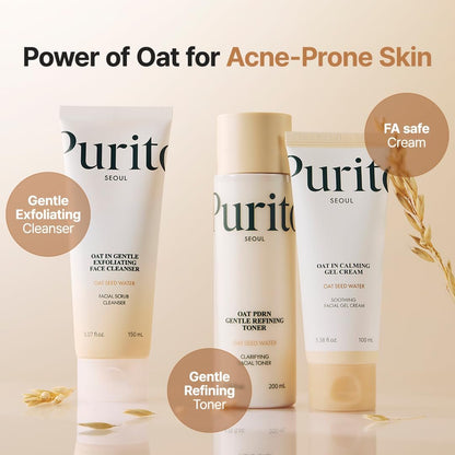 PURITO Oat PDRN Gentle Refining Toner – 200 mL (6.76 fl.oz) | Korean Exfoliating Toner with 99% Pure Oat PDRN for Acne-Prone Skin, Vegan & Non-Comedogenic Avelisse