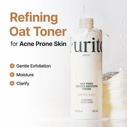 PURITO Oat PDRN Gentle Refining Toner – 200 mL (6.76 fl.oz) | Korean Exfoliating Toner with 99% Pure Oat PDRN for Acne-Prone Skin, Vegan & Non-Comedogenic Avelisse