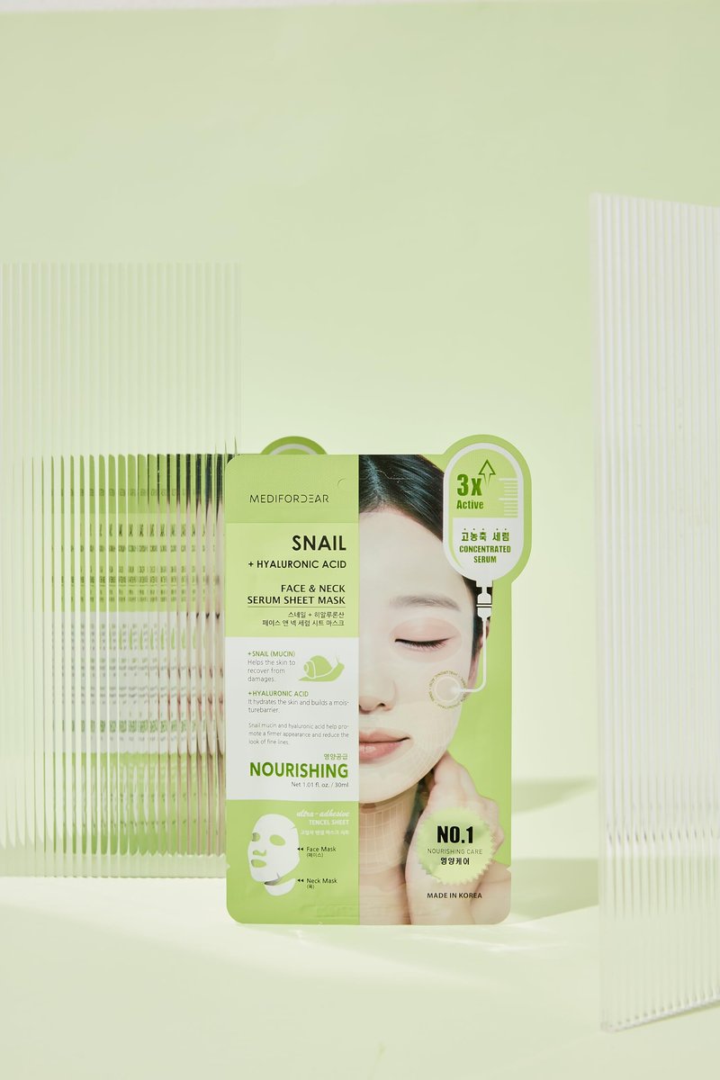 Snail + Hyaluronic Acid Face & Neck Serum Sheet Mask Set (5 pcs) – Deep Hydration, Skin Repair, Dual-Area Care, Nourishing Formula - görsel 5