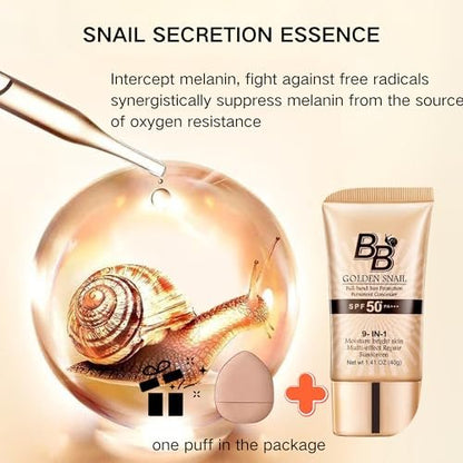 9-in-1 BB Cream Tinted Moisturizer with SPF 50, Full Coverage Foundation Concealer, Oil-Free Sunscreen for All Skin Types, Natural Color #01