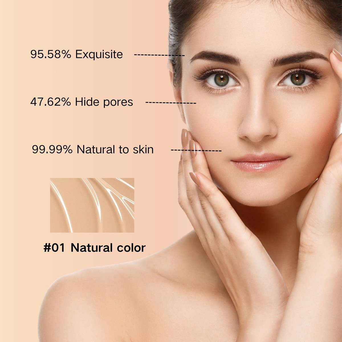 9-in-1 BB Cream Tinted Moisturizer with SPF 50, Full Coverage Foundation Concealer, Oil-Free Sunscreen for All Skin Types, Natural Color #01 - görsel 7