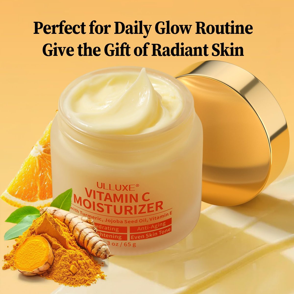 Vitamin C Face Moisturizer with Turmeric & Niacinamide - Brightening Anti-Aging Cream for Dark Spots, Wrinkles & Uneven Tone - Hydrating Face Moisturizer for All Skin Types, 2.3 oz Avelisse