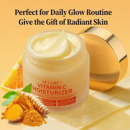 Vitamin C Face Moisturizer with Turmeric & Niacinamide - Brightening Anti-Aging Cream for Dark Spots, Wrinkles & Uneven Tone - Hydrating Face Moisturizer for All Skin Types, 2.3 oz Avelisse