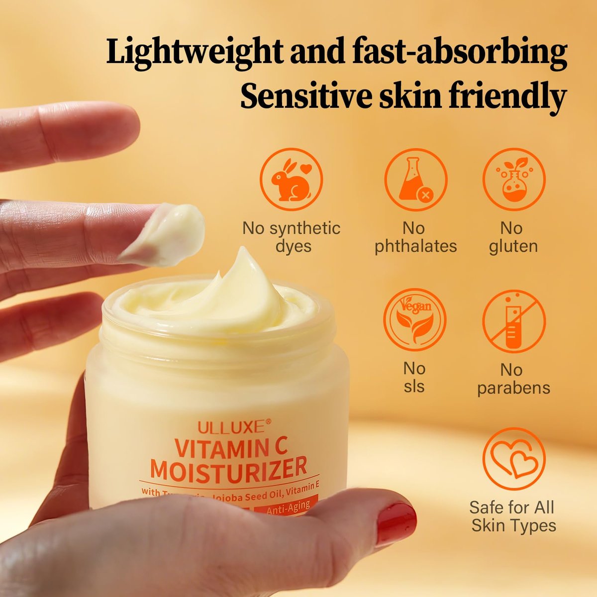 Vitamin C Face Moisturizer with Turmeric & Niacinamide - Brightening Anti-Aging Cream for Dark Spots, Wrinkles & Uneven Tone - Hydrating Face Moisturizer for All Skin Types, 2.3 oz Avelisse