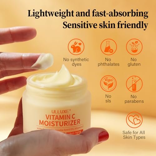 Vitamin C Face Moisturizer with Turmeric & Niacinamide - Brightening Anti-Aging Cream for Dark Spots, Wrinkles & Uneven Tone - Hydrating Face Moisturizer for All Skin Types, 2.3 oz Avelisse
