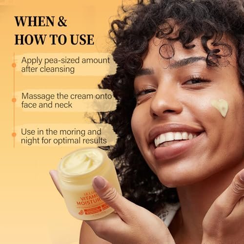 Vitamin C Face Moisturizer with Turmeric & Niacinamide - Brightening Anti-Aging Cream for Dark Spots, Wrinkles & Uneven Tone - Hydrating Face Moisturizer for All Skin Types, 2.3 oz Avelisse