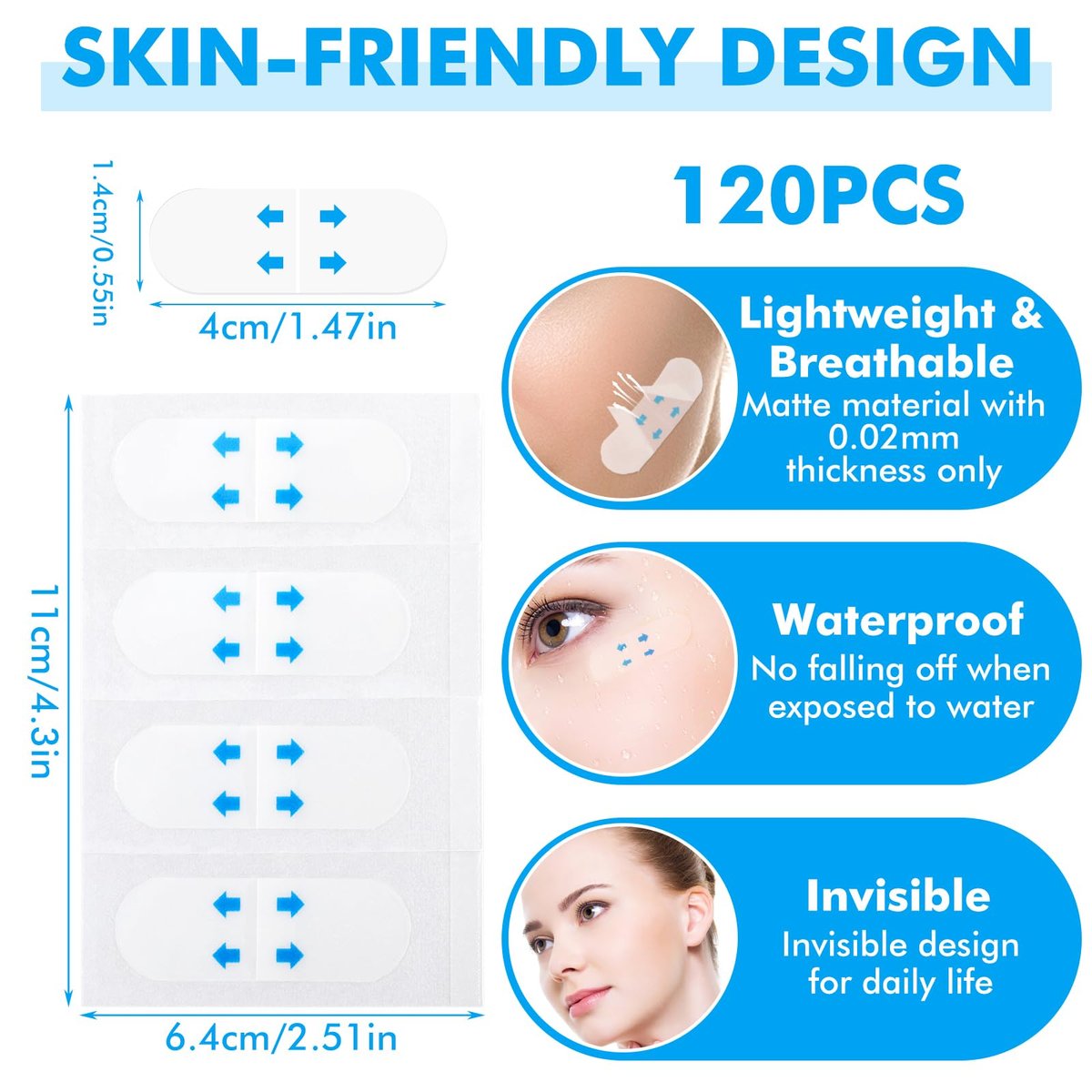 Larrel 120PCS Face Lift Tape – Invisible Waterproof Face Lifting Stickers for Instant Neck Tightening, Double Chin, Jowls, and Sagging Skin Avelisse