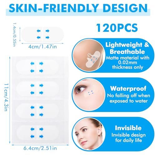 Larrel 120PCS Face Lift Tape – Invisible Waterproof Face Lifting Stickers for Instant Neck Tightening, Double Chin, Jowls, and Sagging Skin Avelisse