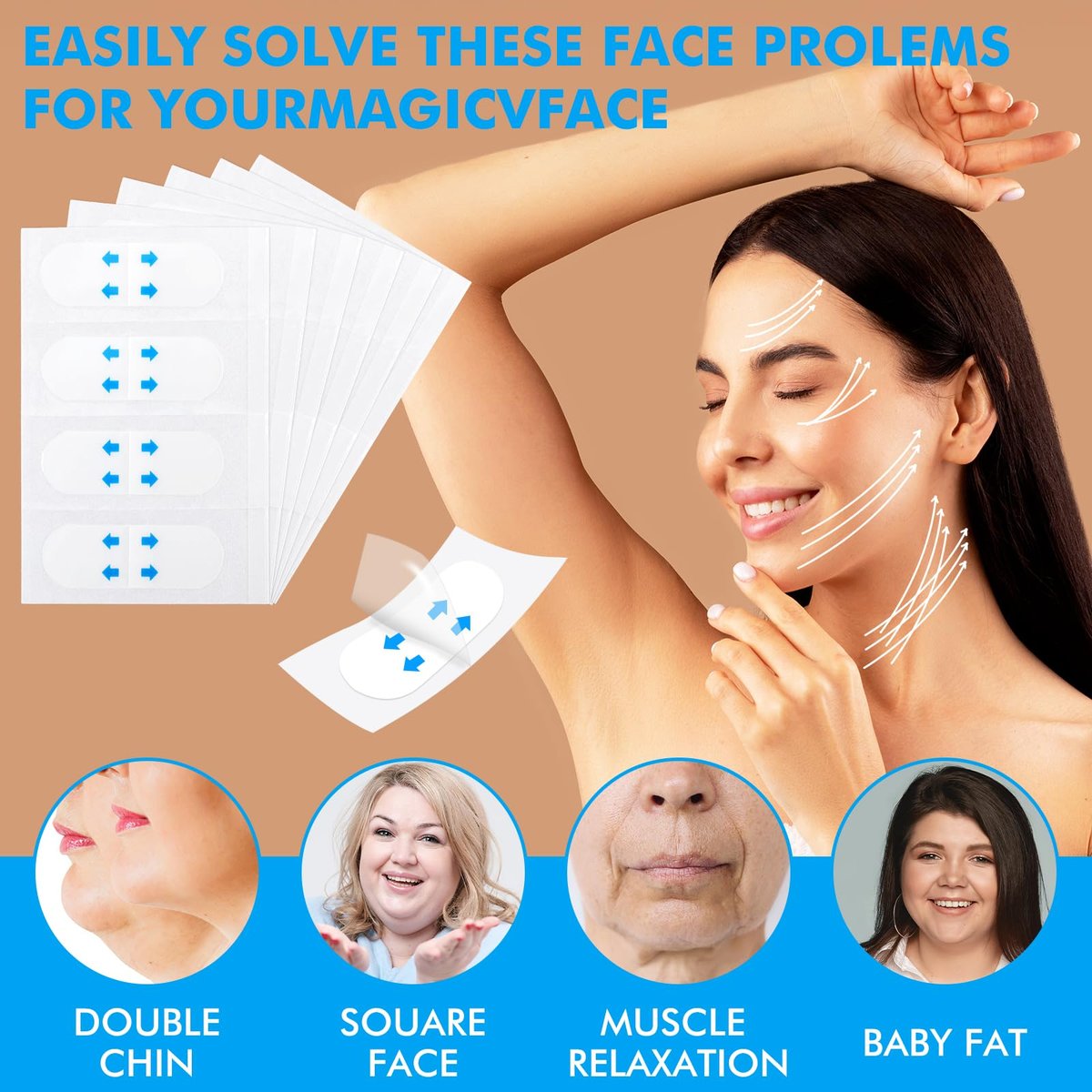 Larrel 120PCS Face Lift Tape – Invisible Waterproof Face Lifting Stickers for Instant Neck Tightening, Double Chin, Jowls, and Sagging Skin Avelisse