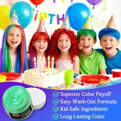 10Pcs Temporary Hair Color Wax for Christmas Party, Daily Party Cosplay Stocking Stuffers - Washable Hair Chalk Natural Instant Hair Color for Women, Kids, Teens, Men (40g Each, Assorted Colors) Avelisse