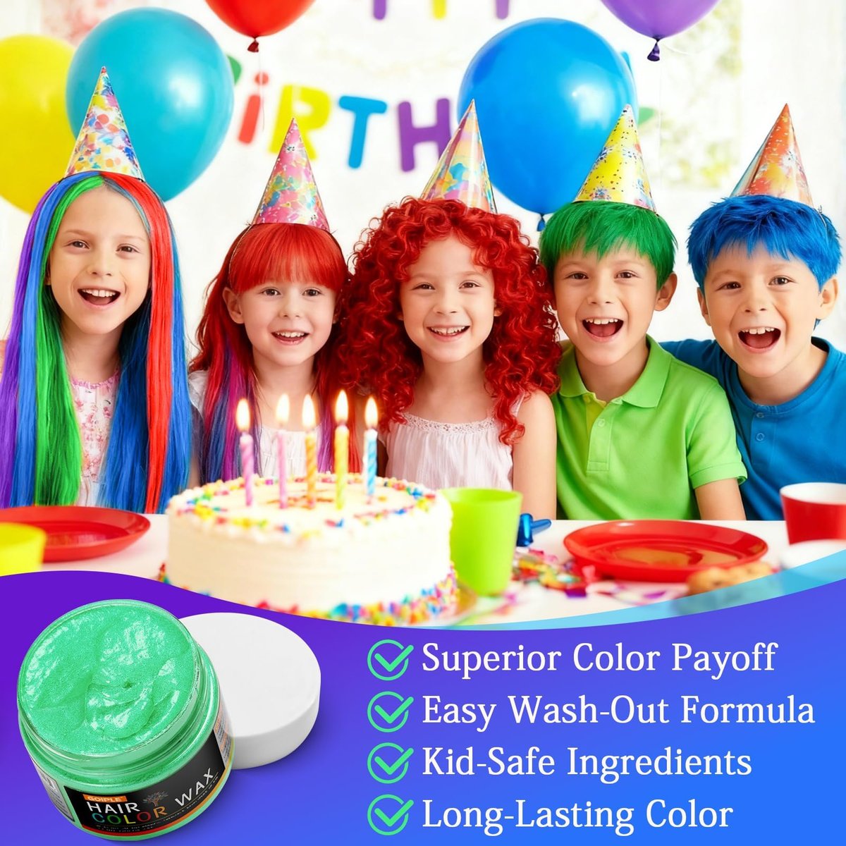 10Pcs Temporary Hair Color Wax for Christmas Party, Daily Party Cosplay Stocking Stuffers - Washable Hair Chalk Natural Instant Hair Color for Women, Kids, Teens, Men (40g Each, Assorted Colors) Avelisse
