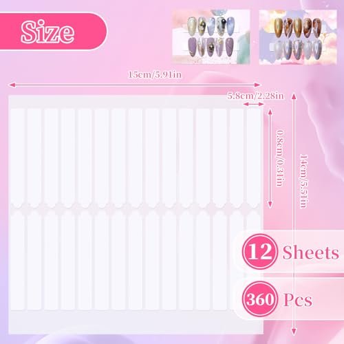BQAN 12 Sheets Double Sided Nail Tape for Press On Nails Storage - Clear Acrylic Adhesive Mounting Tapes for Nail Design Display, Fake Nail Storage, Manicure Packaging Organize (360 Pieces) - görsel 4