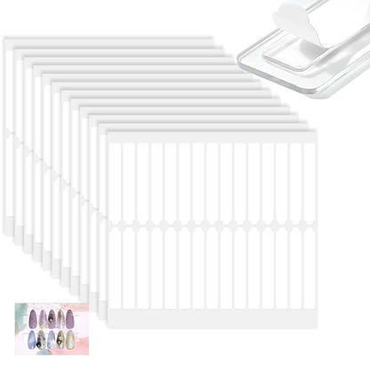 BQAN 12 Sheets Double Sided Nail Tape for Press On Nails Storage - Clear Acrylic Adhesive Mounting Tapes for Nail Design Display, Fake Nail Storage, Manicure Packaging Organize (360 Pieces)