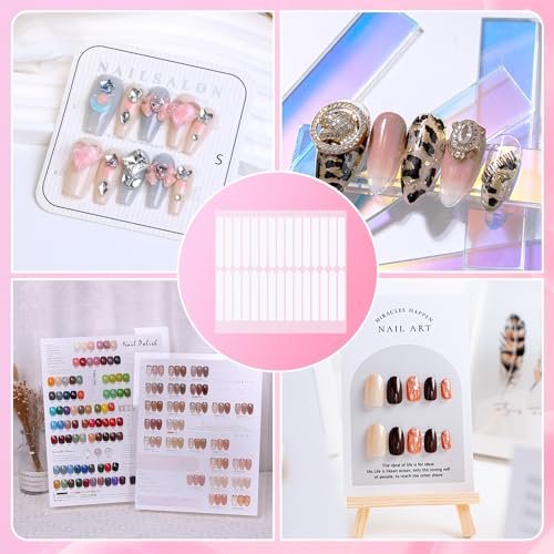 BQAN 12 Sheets Double Sided Nail Tape for Press On Nails Storage - Clear Acrylic Adhesive Mounting Tapes for Nail Design Display, Fake Nail Storage, Manicure Packaging Organize (360 Pieces) - görsel 12