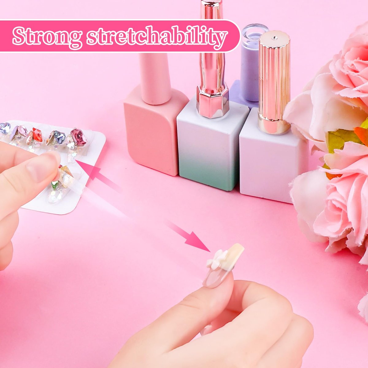 BQAN 12 Sheets Double Sided Nail Tape for Press On Nails Storage - Clear Acrylic Adhesive Mounting Tapes for Nail Design Display, Fake Nail Storage, Manicure Packaging Organize (360 Pieces) - görsel 7