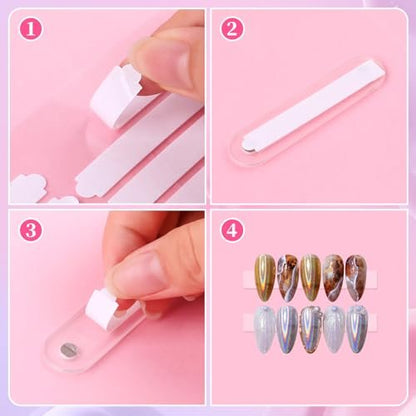 BQAN 12 Sheets Double Sided Nail Tape for Press On Nails Storage - Clear Acrylic Adhesive Mounting Tapes for Nail Design Display, Fake Nail Storage, Manicure Packaging Organize (360 Pieces)