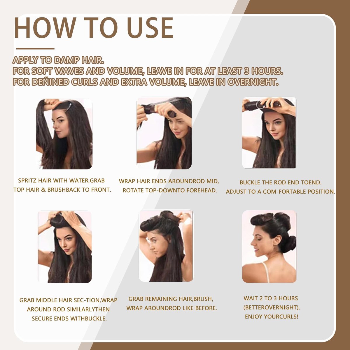 Heatless Curls Overnight Hair Curlers - 4 Pcs No-Heat Velvet Curling Rods with Satin Wrap & Shower Cap, Brown Avelisse