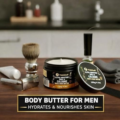 VITALSKINOIL Body Butter for Men – Shea and Cologne Scented Body Cream for All Skin Types (1 oz) Avelisse