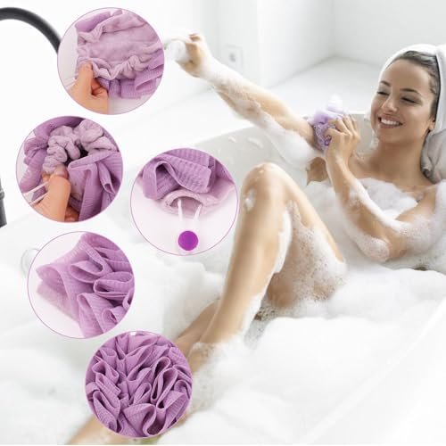 VZYUVY 3-Pack Loofah Washcloth – 2-in-1 Machine Washable Loofah Cloth for Bar Soap, Multicolor - görsel 10