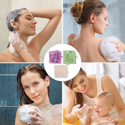VZYUVY 3-Pack Loofah Washcloth – 2-in-1 Machine Washable Loofah Cloth for Bar Soap, Multicolor