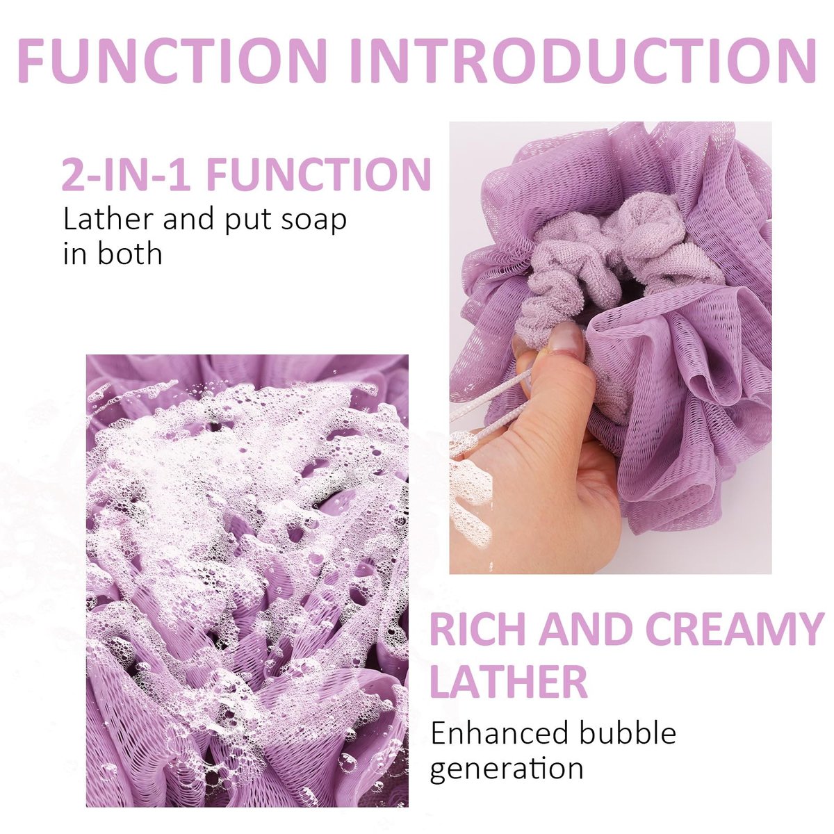VZYUVY 3-Pack Loofah Washcloth – 2-in-1 Machine Washable Loofah Cloth for Bar Soap, Multicolor - görsel 7