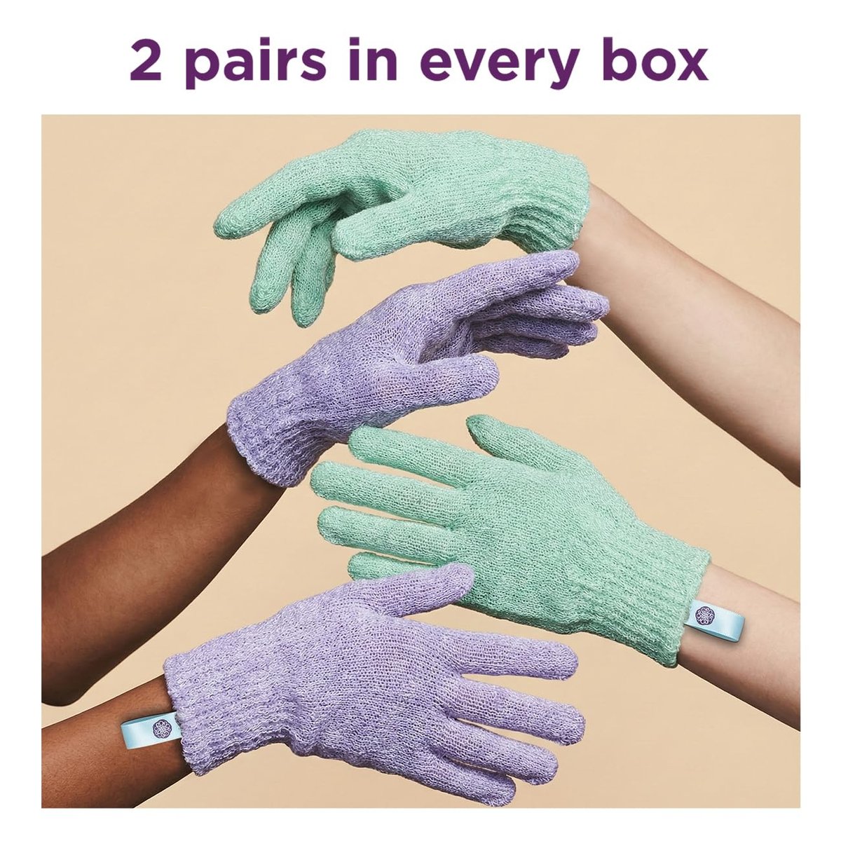 Love Being Scrubbed Body Exfoliating Gloves - 2 Pair (4 Gloves) Assorted Colors, Stretchy Exfoliating Body Scrubber for Bath & Shower, Body Exfoliator for Women & Men for Softer, Smoother Skin Avelisse