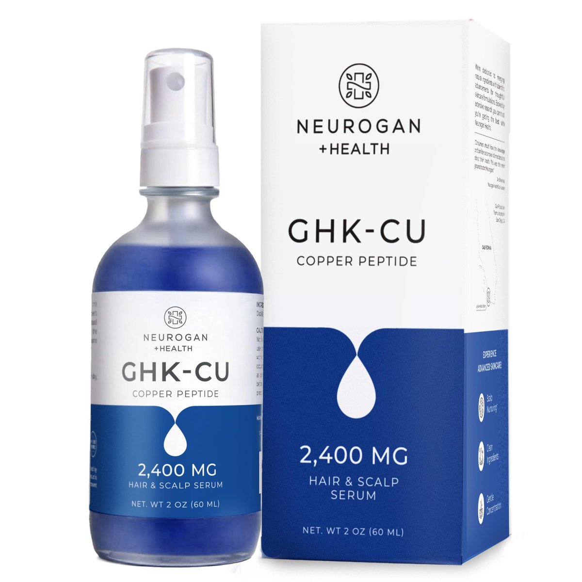 Neurogan GHK-Cu Copper Peptide Hair & Scalp Serum – 2400mg, 4% Copper Peptides – Fast-Absorbing, Water-Based Formula for Hair Softness & Shine – Cosmetic Dry Scalp Moisturizer Spray, Made in USA Avelisse