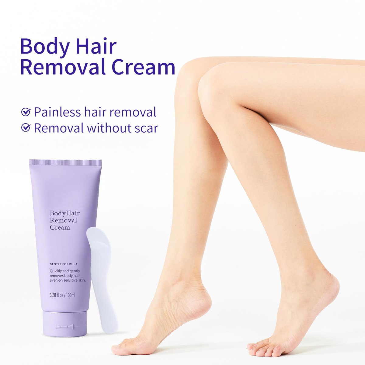 DaiLaiFu Gentle Hair Removal Cream for Body & Face, 3.38 fl oz – Painless & Safe for Sensitive Skin, Unisex Depilatory for Women & Men Avelisse