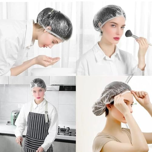 200 PCS Disposable Shower Caps – Large, Thickened & Waterproof Plastic Hair Bath Caps for Women & Men – Reusable Travel Essentials for Spa, Hotel, Salon, Home & Deep Conditioning (18.1 Inches, Clear) Avelisse