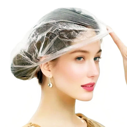 200 PCS Disposable Shower Caps – Large, Thickened & Waterproof Plastic Hair Bath Caps for Women & Men – Reusable Travel Essentials for Spa, Hotel, Salon, Home & Deep Conditioning (18.1 Inches, Clear) Avelisse