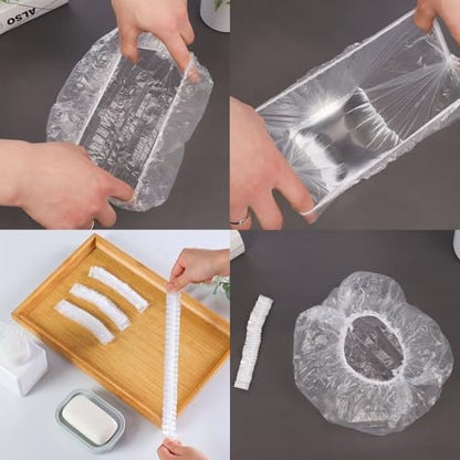 200 PCS Disposable Shower Caps – Large, Thickened & Waterproof Plastic Hair Bath Caps for Women & Men – Reusable Travel Essentials for Spa, Hotel, Salon, Home & Deep Conditioning (18.1 Inches, Clear) Avelisse