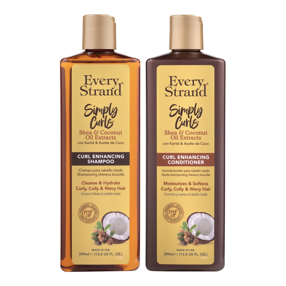 Every Strand Simply Curls Shampoo and Conditioner Set 13.5 oz - Curl Enhancing Duo for Wavy, Curly, and Coily Hair - Sulfate Free, Paraben Free Avelisse