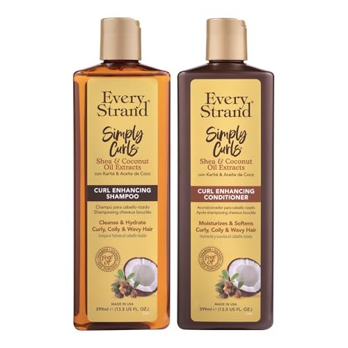 Every Strand Simply Curls Shampoo and Conditioner Set 13.5 oz - Curl Enhancing Duo for Wavy, Curly, and Coily Hair - Sulfate Free, Paraben Free Avelisse