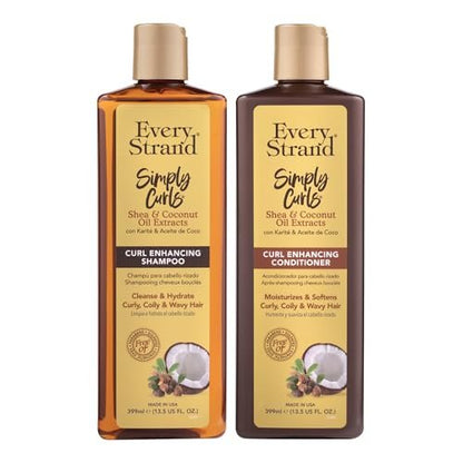 Every Strand Simply Curls Shampoo and Conditioner Set 13.5 oz - Curl Enhancing Duo for Wavy, Curly, and Coily Hair - Sulfate Free, Paraben Free Avelisse
