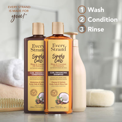 Every Strand Simply Curls Shampoo and Conditioner Set 13.5 oz - Curl Enhancing Duo for Wavy, Curly, and Coily Hair - Sulfate Free, Paraben Free Avelisse