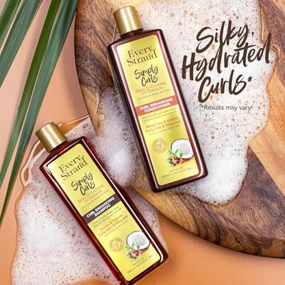 Every Strand Simply Curls Shampoo and Conditioner Set 13.5 oz - Curl Enhancing Duo for Wavy, Curly, and Coily Hair - Sulfate Free, Paraben Free Avelisse