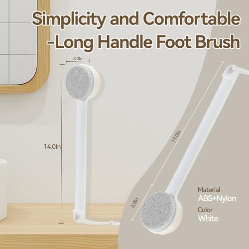 2-in-1 Foot Pumice Stone for Feet – Long Handle Dead Skin Remover for Wet or Dry Brushing, Ideal for Seniors, Pregnant, Disabled, or Injured (White, Box Packed) - görsel 6